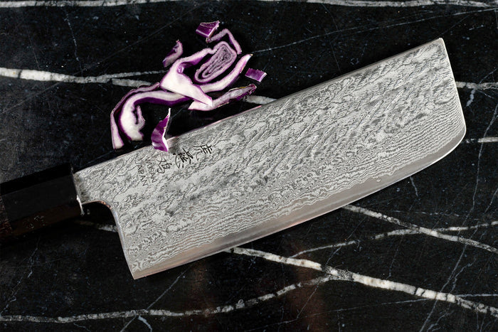 Couteau nakiri 16,5cm japonais artisanal Wusaki Kuronawa G3 damas