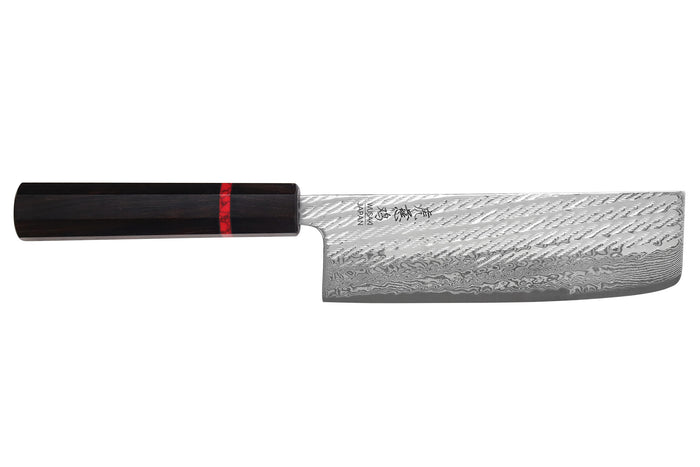 Couteau nakiri 16,5cm japonais artisanal Wusaki Nawame AUS10 damas