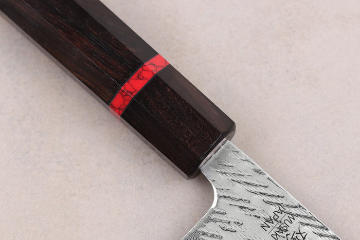 Couteau nakiri 16,5cm japonais artisanal Wusaki Nawame AUS10 damas