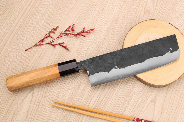 Couteau nakiri 16,5cm japonais artisanal Yoshimune par Kawamura Black WS2