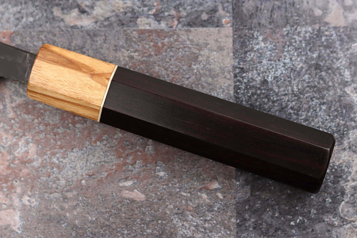 Couteau nakiri 16,5cm japonais artisanal Yuzo Black SLD ébène et olivier