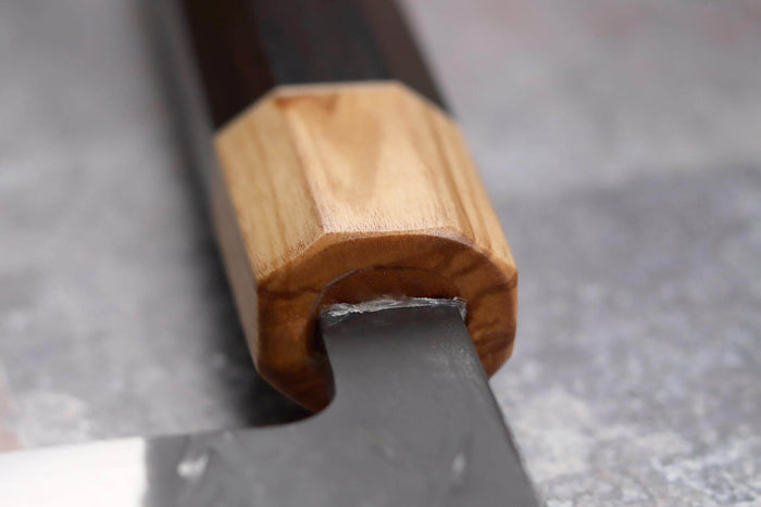 Couteau nakiri 16,5cm japonais artisanal Yuzo Black SLD ébène et olivier