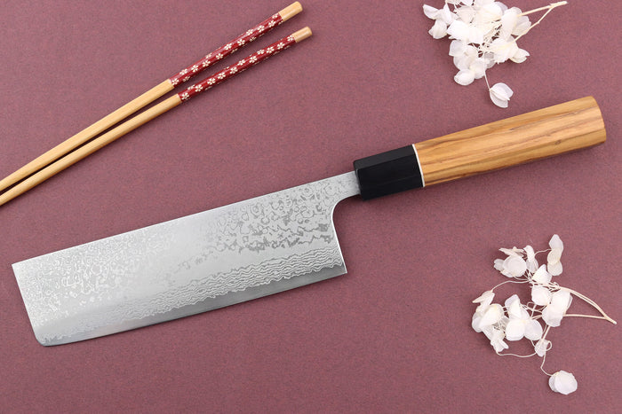 Couteau nakiri 16,5cm japonais artisanal Yuzo Damas VG10