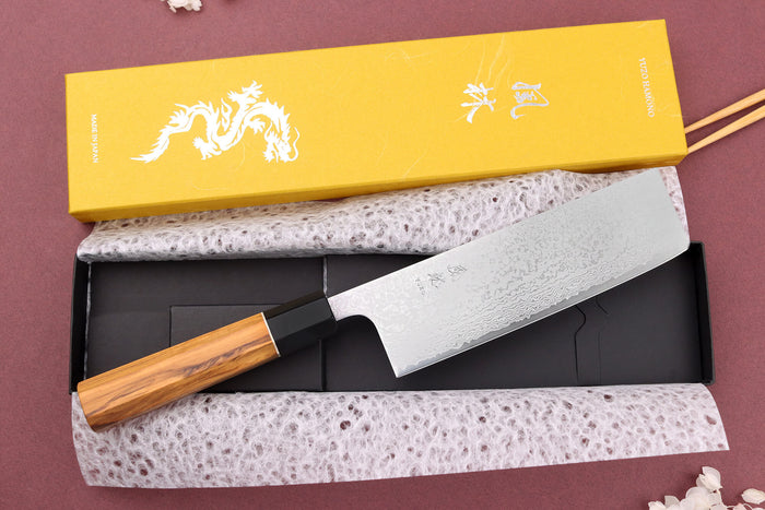 Couteau nakiri 16,5cm japonais artisanal Yuzo Damas VG10