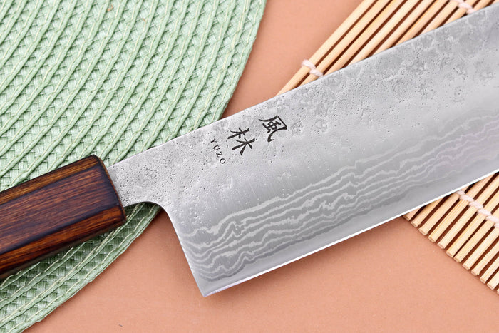 Couteau nakiri 16,5cm japonais artisanal Yuzo Enju Damas 440C