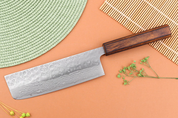Couteau nakiri 16,5cm japonais artisanal Yuzo Enju Damas 440C