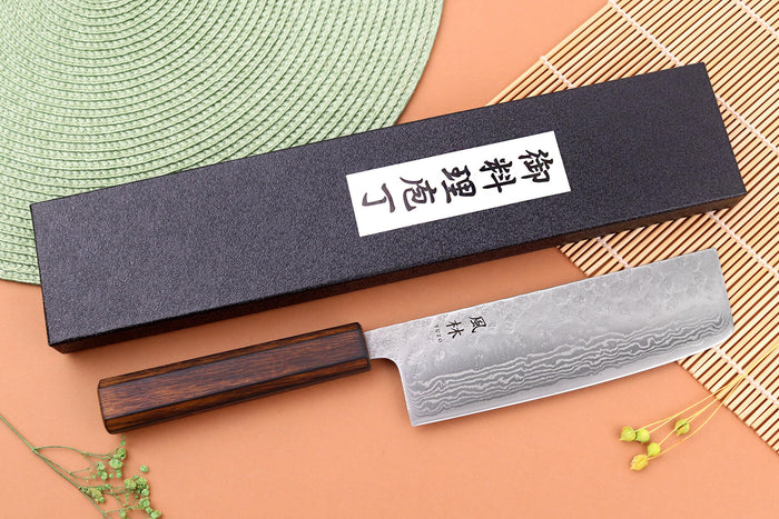 Couteau nakiri 16,5cm japonais artisanal Yuzo Enju Damas 440C