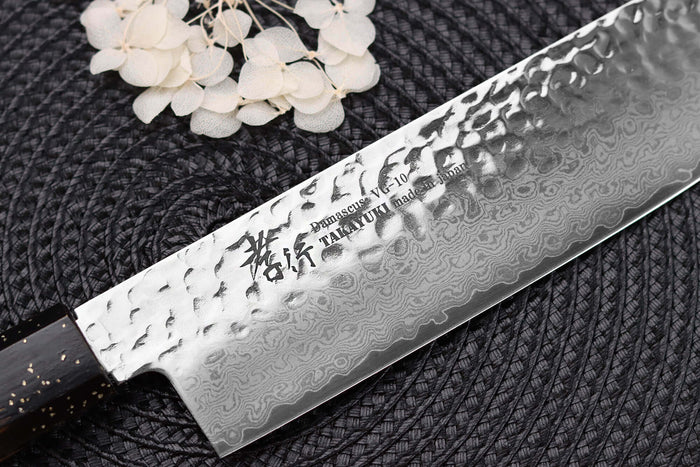 Couteau nakiri 16cm japonais Sakai Takayuki Kashi Urushi VG10 damas