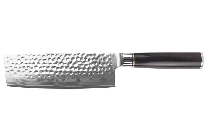Couteau nakiri 17cm Fukito Ébène Damas martelé