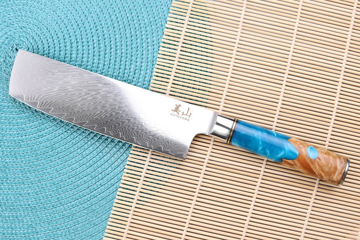 Couteau nakiri 17cm Kutoyama damas Azur