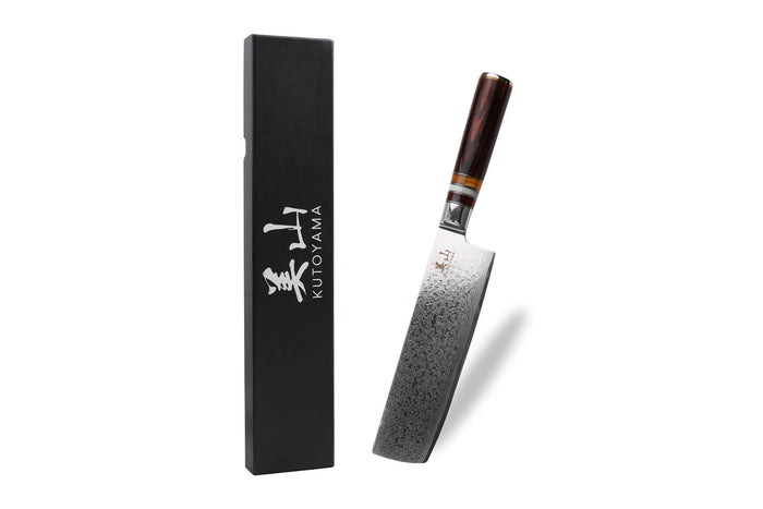 Couteau nakiri 17cm Kutoyama damas pakka rainbow