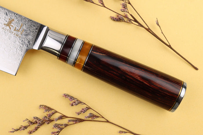 Couteau nakiri 17cm Kutoyama damas pakka rainbow