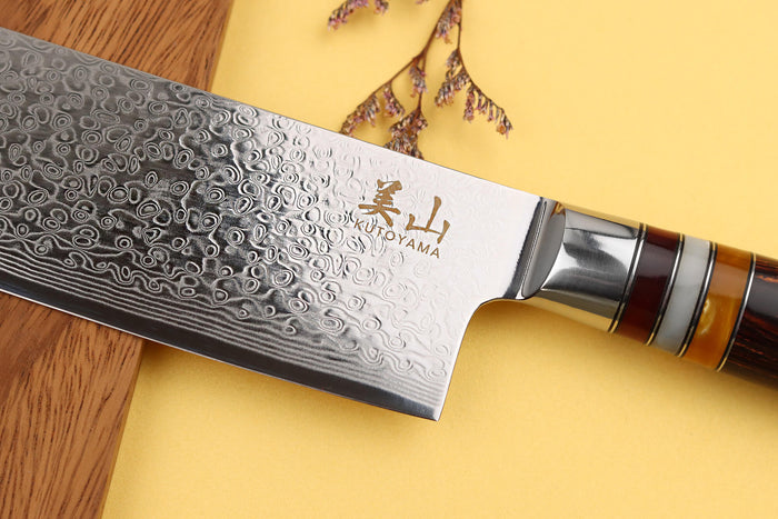 Couteau nakiri 17cm Kutoyama damas pakka rainbow