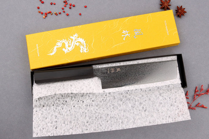 Couteau nakiri 18cm japonais artisanal Yuzo Kurogane Damas VG10