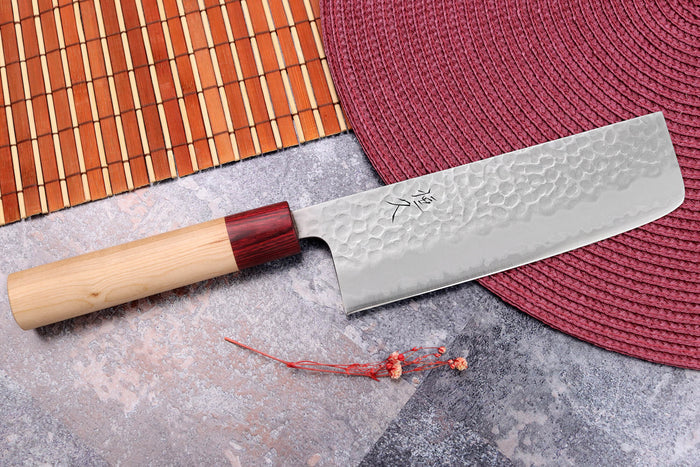 Couteau nakiri japonais artisanal Tsunehisa Aogami Super martelé 16,5cm