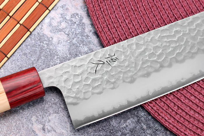 Couteau nakiri japonais artisanal Tsunehisa Aogami Super martelé 16,5cm
