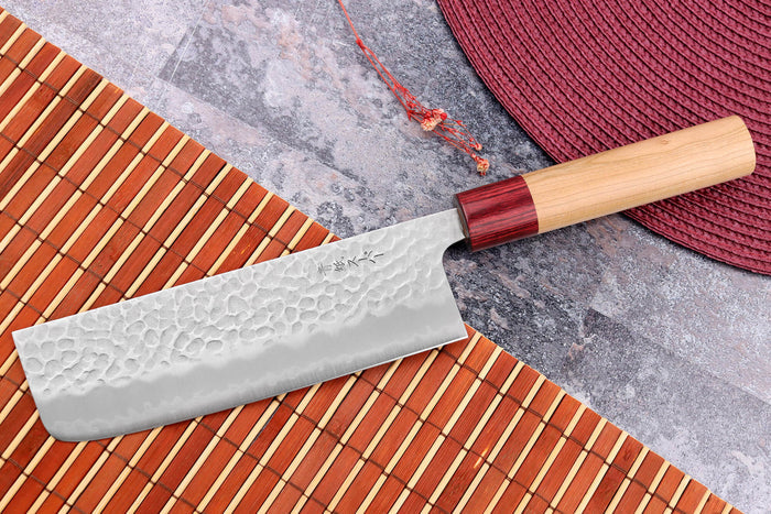 Couteau nakiri japonais artisanal Tsunehisa Aogami Super martelé 16,5cm