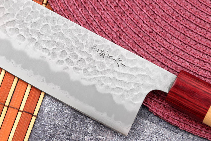 Couteau nakiri japonais artisanal Tsunehisa Aogami Super martelé 16,5cm
