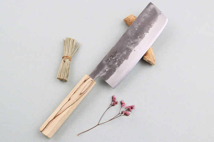 Couteau nakiri japonais artisanal Wusaki Nakata Erable BS2 16,5cm manche érable