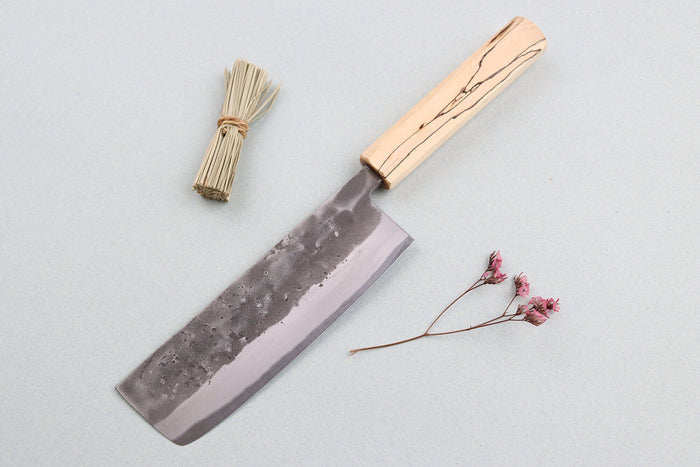 Couteau nakiri japonais artisanal Wusaki Nakata Erable BS2 16,5cm manche érable