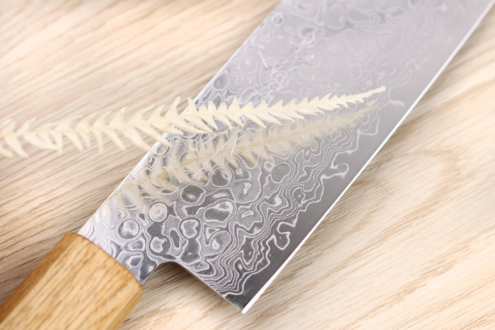 Couteau nakiri japonais artisanal Yoshihiro ZAD lame damassée 16cm