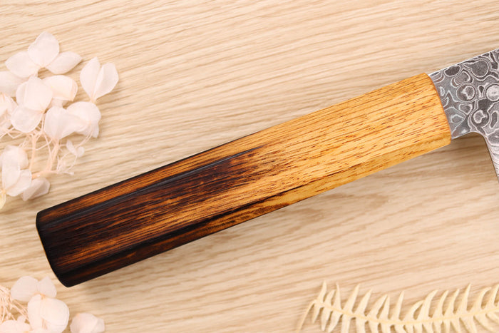 Couteau nakiri japonais artisanal Yoshihiro ZAD lame damassée 16cm