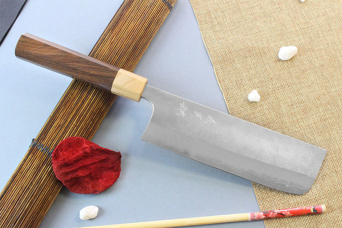 Couteau nakiri japonais artisanal Yoshimi Kato AS Nashiji 16,5cm