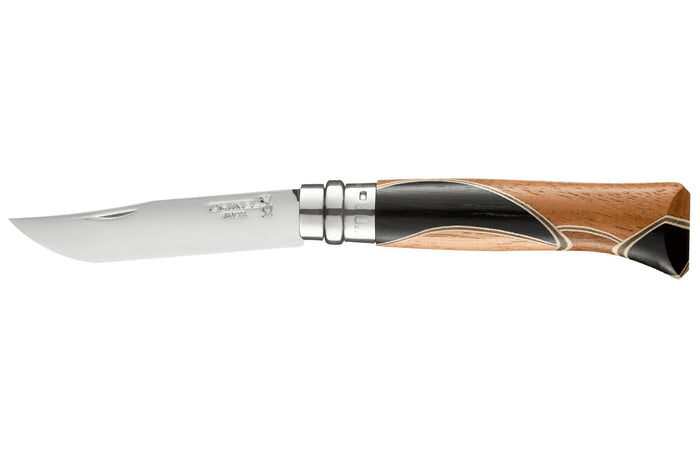 Couteau Opinel N°08 Chaperon lame poliglace et manche 4 bois