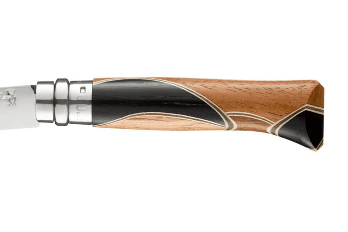 Couteau Opinel N°08 Chaperon lame poliglace et manche 4 bois