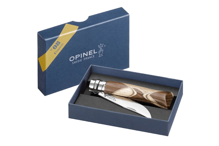 Couteau Opinel N°08 Chaperon lame poliglace et manche 4 bois