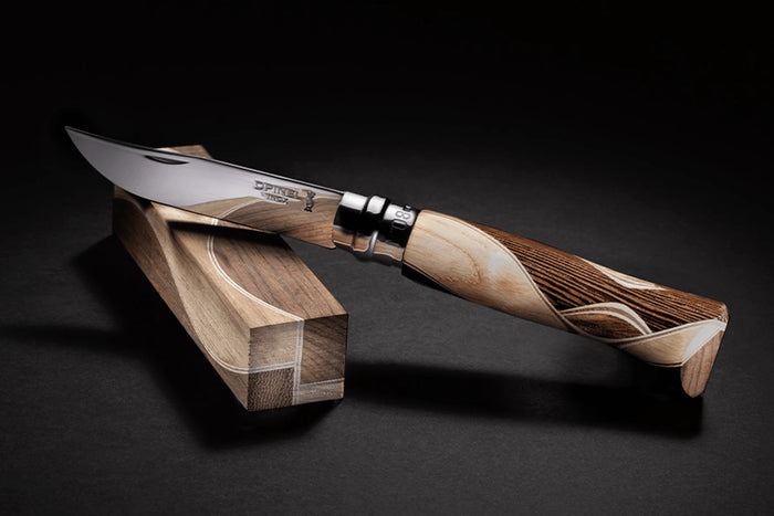 Couteau Opinel N°08 Chaperon lame poliglace et manche 4 bois