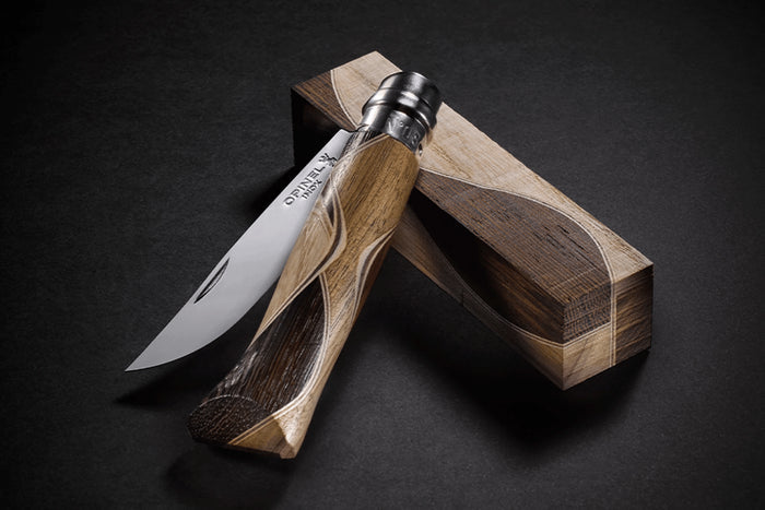 Couteau Opinel N°08 Chaperon lame poliglace et manche 4 bois