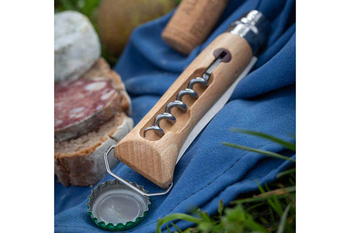 Couteau Opinel traditionnel n°10 lame 10cm virole tournante + tire-bouchon + décapsuleur