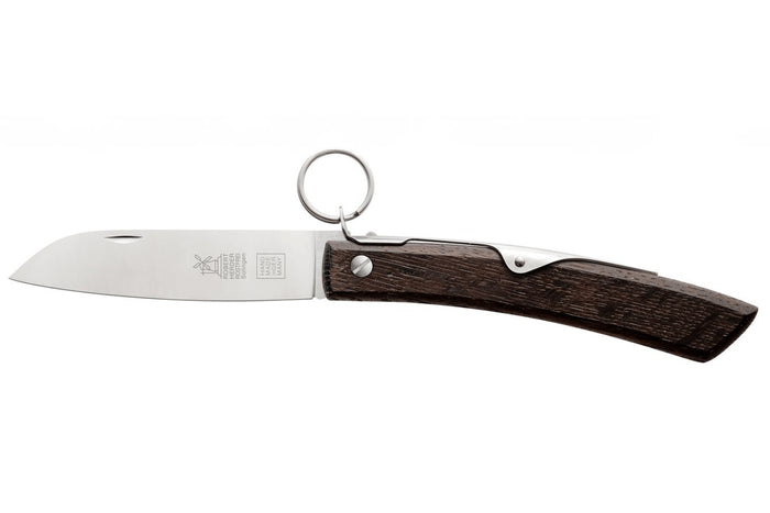 Couteau pliant artisanal Windmühlenmesser Ibex 100 manche en chêne fumé 14cm