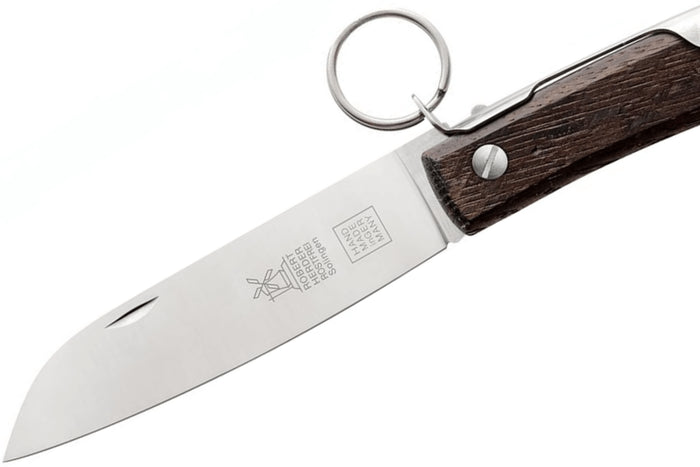 Couteau pliant artisanal Windmühlenmesser Ibex 100 manche en chêne fumé 14cm