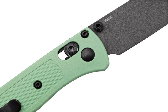 Couteau pliant Benchmade Mini Bugout Sea Foam 533GY-06 lame noire manche Grivory vert 9,4cm
