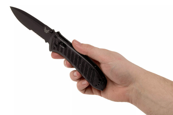 Couteau pliant Benchmade Presidio II 570SBK-1 lame noire semi-dentée 9,5cm avec clip de poche
