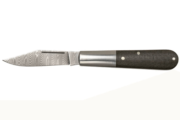 Couteau pliant Böker Barlow M4 Sherman Damas 110038DAM manche en micarta marron et inox 8,8cm + étui feutre