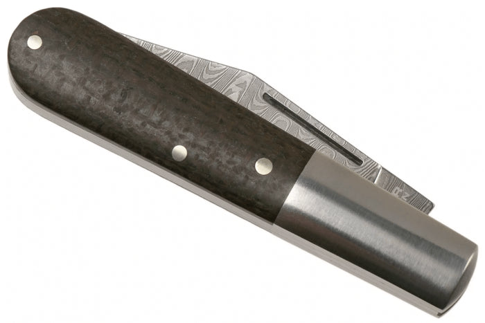 Couteau pliant Böker Barlow M4 Sherman Damas 110038DAM manche en micarta marron et inox 8,8cm + étui feutre