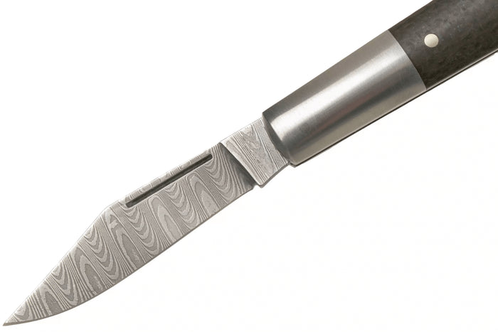 Couteau pliant Böker Barlow M4 Sherman Damas 110038DAM manche en micarta marron et inox 8,8cm + étui feutre