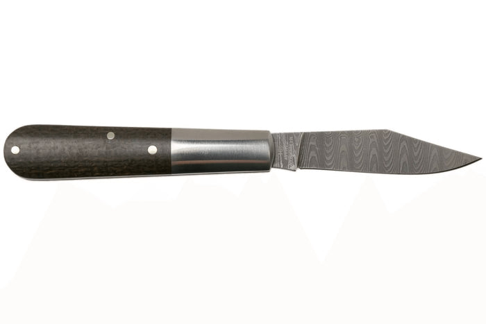 Couteau pliant Böker Barlow M4 Sherman Damas 110038DAM manche en micarta marron et inox 8,8cm + étui feutre