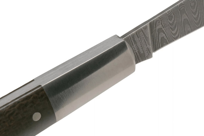 Couteau pliant Böker Barlow M4 Sherman Damas 110038DAM manche en micarta marron et inox 8,8cm + étui feutre