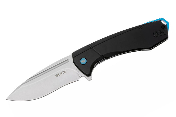 Couteau pliant BUCK RUCKUS 0713BLS manche noir et bleu 12cm