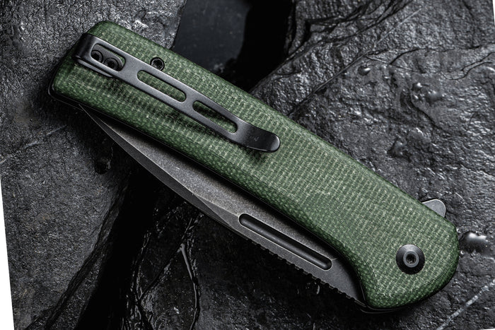 Couteau pliant CIVIVI Conspirator C210062 lame Blackwash et manche Micarta vert 11,7cm