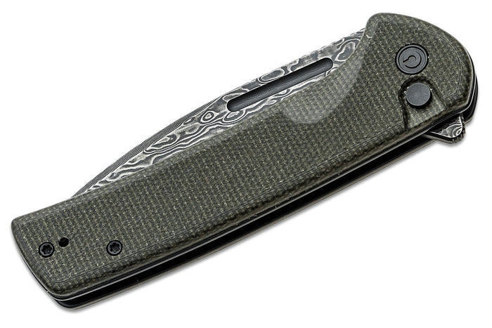 Couteau pliant CIVIVI Conspirator C21006DS1 lame Damas manche Micarta noir et vert 11,7cm