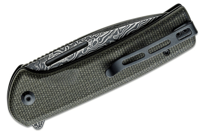 Couteau pliant CIVIVI Conspirator C21006DS1 lame Damas manche Micarta noir et vert 11,7cm
