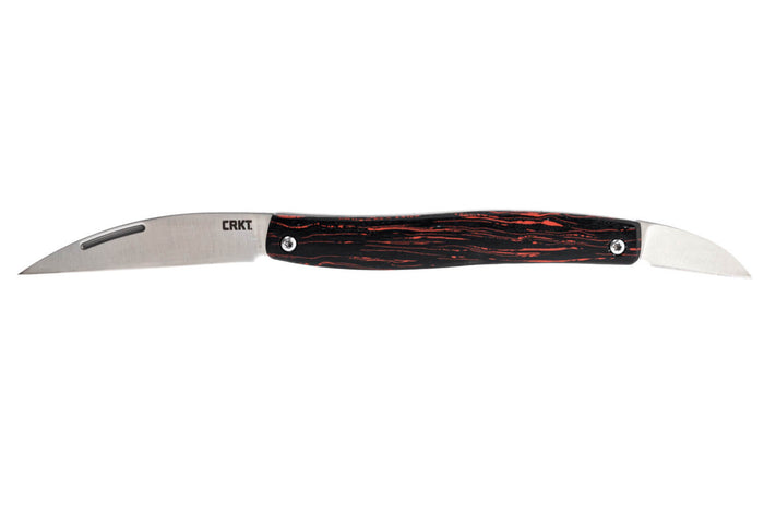 Couteau pliant CRKT Forebear 4810.CR double lame manche G10 rouge et noir 9cm