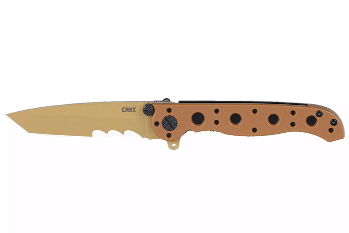 Couteau pliant CRKT M16-10DZ 1610DZ lame tanto semi-dentée manche en nylon / fibres de verre désert 10cm