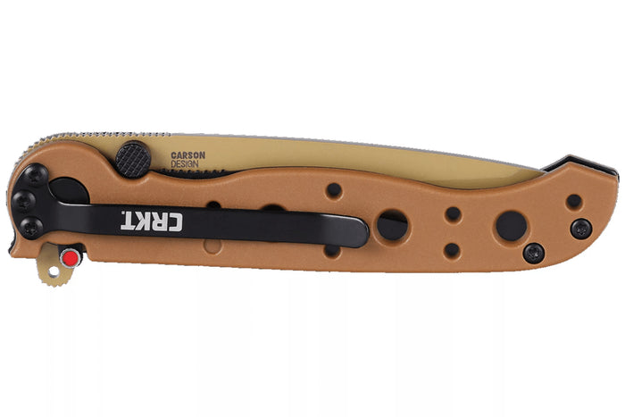Couteau pliant CRKT M16-10DZ 1610DZ lame tanto semi-dentée manche en nylon / fibres de verre désert 10cm