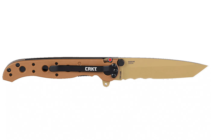 Couteau pliant CRKT M16-10DZ 1610DZ lame tanto semi-dentée manche en nylon / fibres de verre désert 10cm